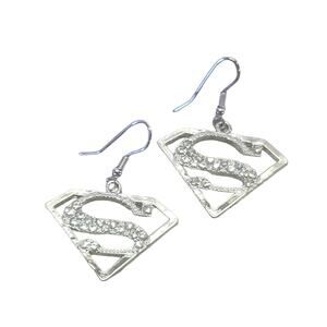 Superman emblem crystal dangle earrings